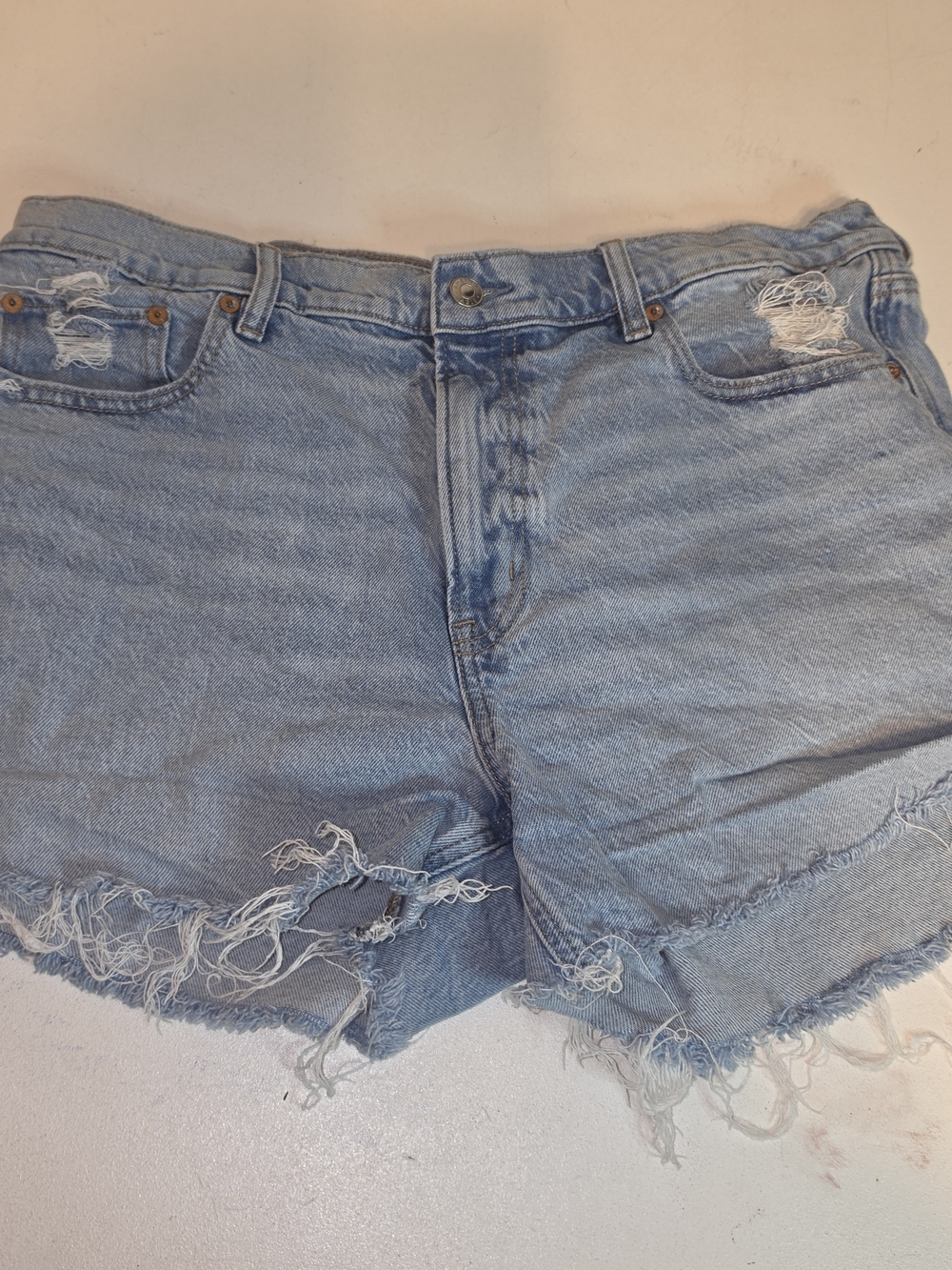 American Eagle Outfitters Light Wash Frayed Denim Shorts